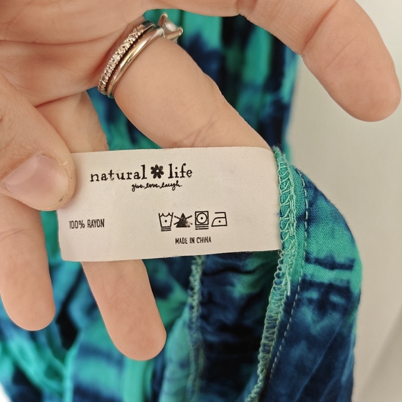 Natural Life Rebecca Midi Dress Turquoise Navy Tie Dye Size XL Women's - Picture 12 of 12